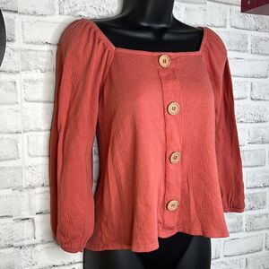 Self Esteem Button Crop Top Off Shoulder Boho Hippie Size Medium